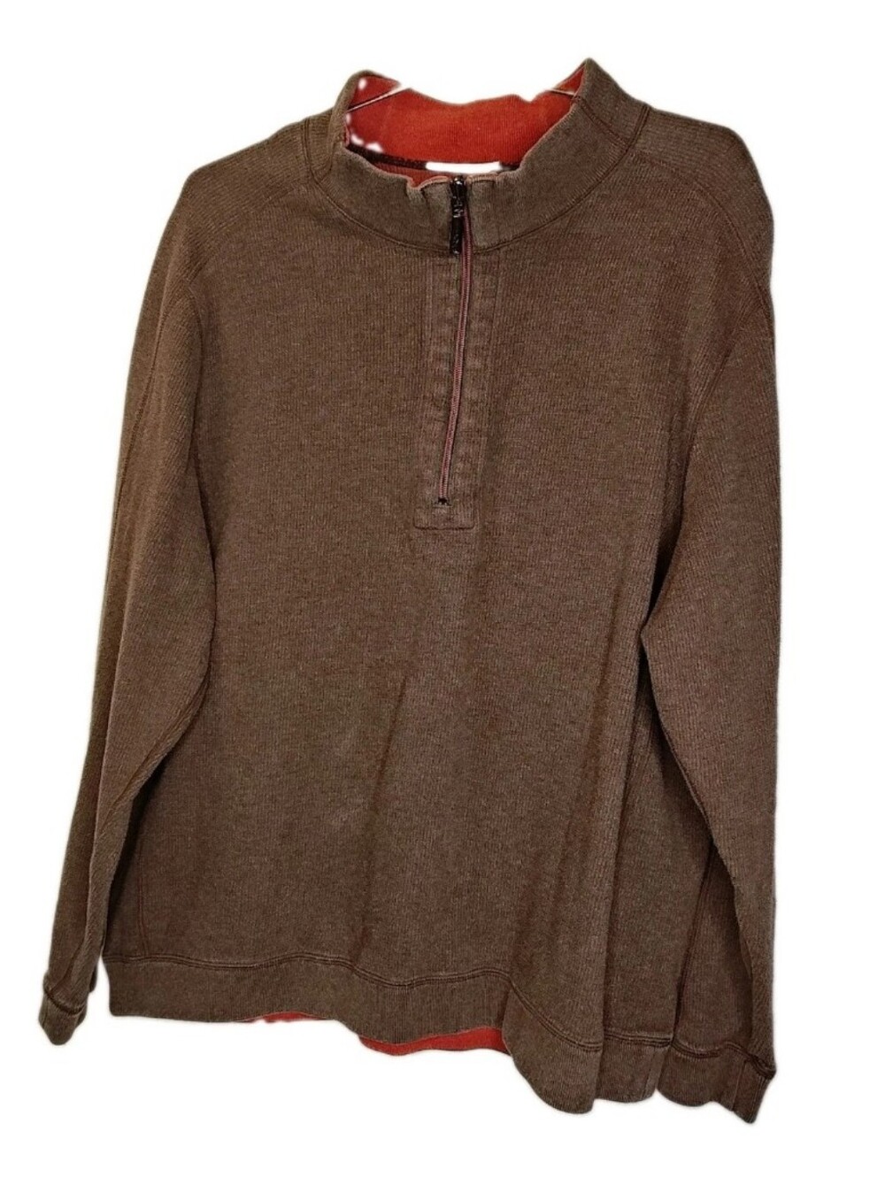 Tommy Bahama Relax Men L Fall Sweatshirt Cross Grain Side Paneled Brown Orange